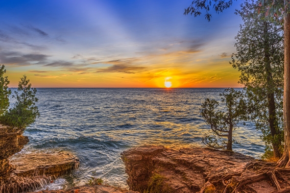 "Dawn at Cave Point" by Michael Knapstein. Door County, WI.