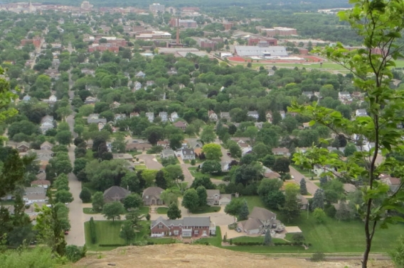 View of the City of La Crosse from the top of a nearby bluff